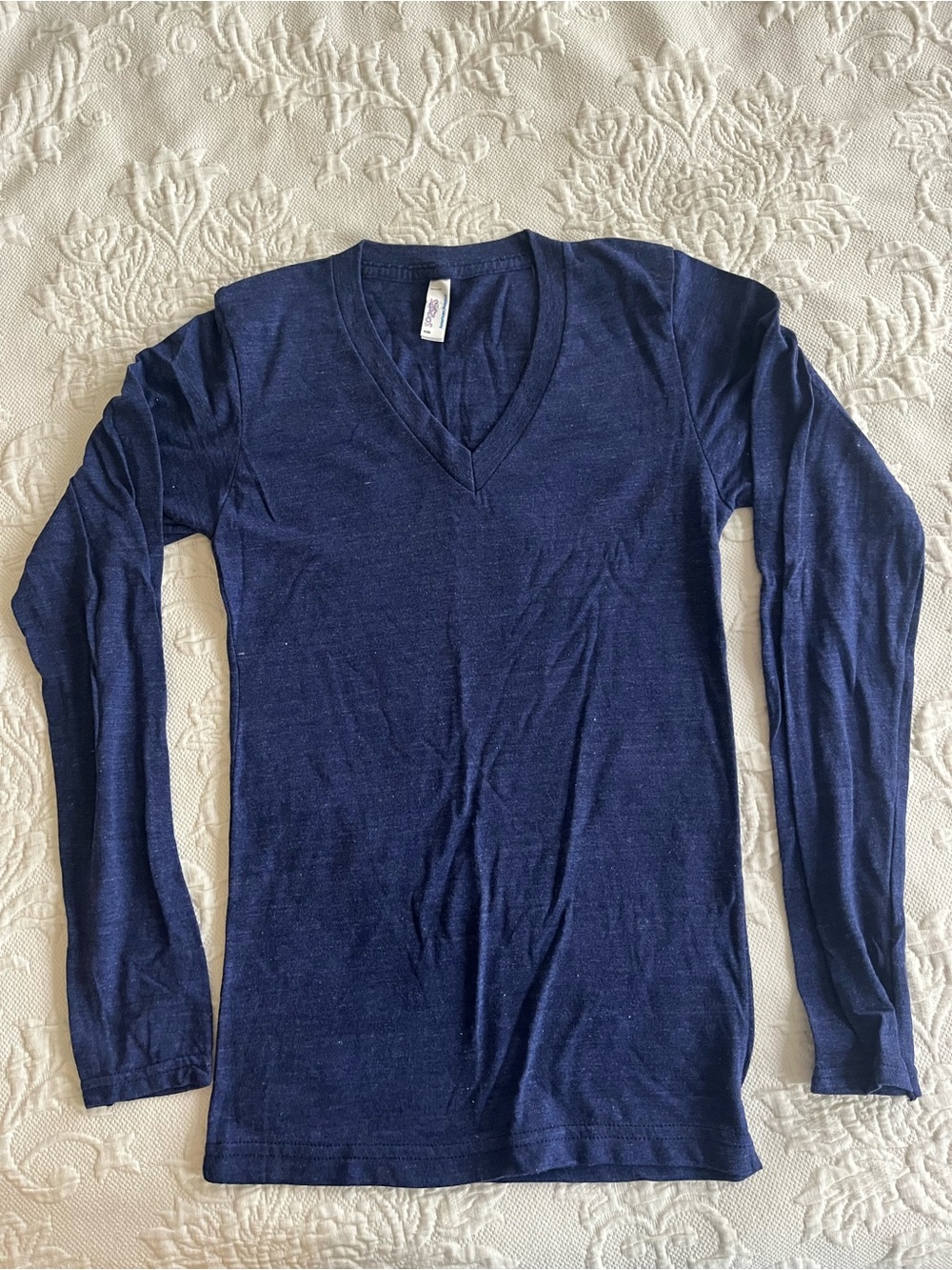 American Apparel Navy V-Neck Long Sleeve T-Shirt
